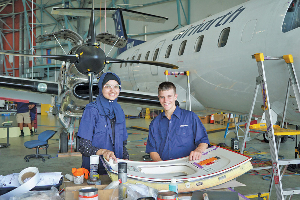 Kahlisah Mohammed and Marcus Stallan-Caamano at the launch of the cadetship