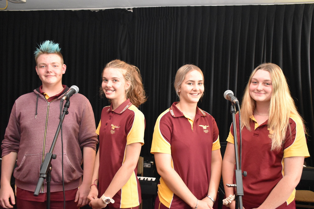 Atherton State High School vocal group members Tai Ah Gee, Piper Leinster, Stevie De Lai and Elizabeth Burns-Smith.
