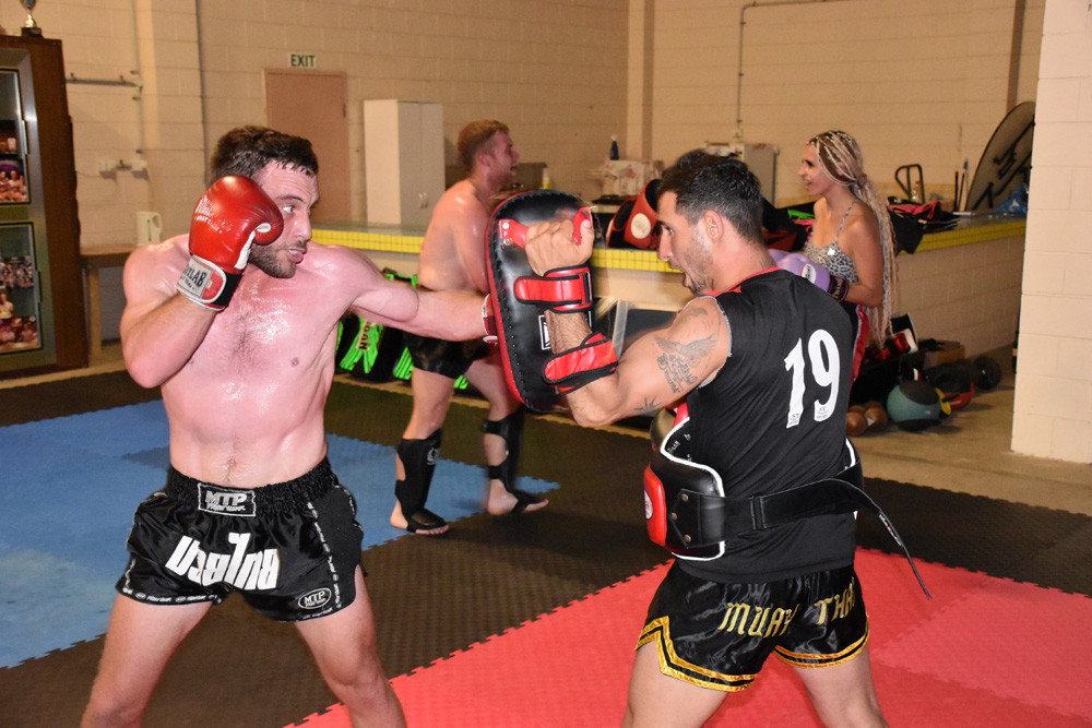 Spirit Muay Thai fighter Harry Stewart will be fighting in Explosive Fight Promotions’ King of the North competition this weekend. He is pictured with trainer Salvatore Signarino.