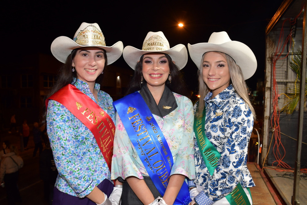 Last year's rodeo princess Alannah Falvo, queen Maia Gambino and miss personality Mia Gonzalez.
