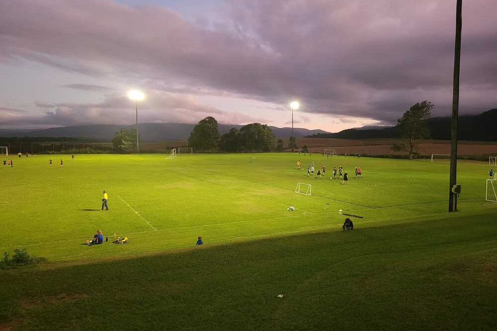 The sporting fields at the Atherton International Club which are the subject of water battle between clubs and the council.