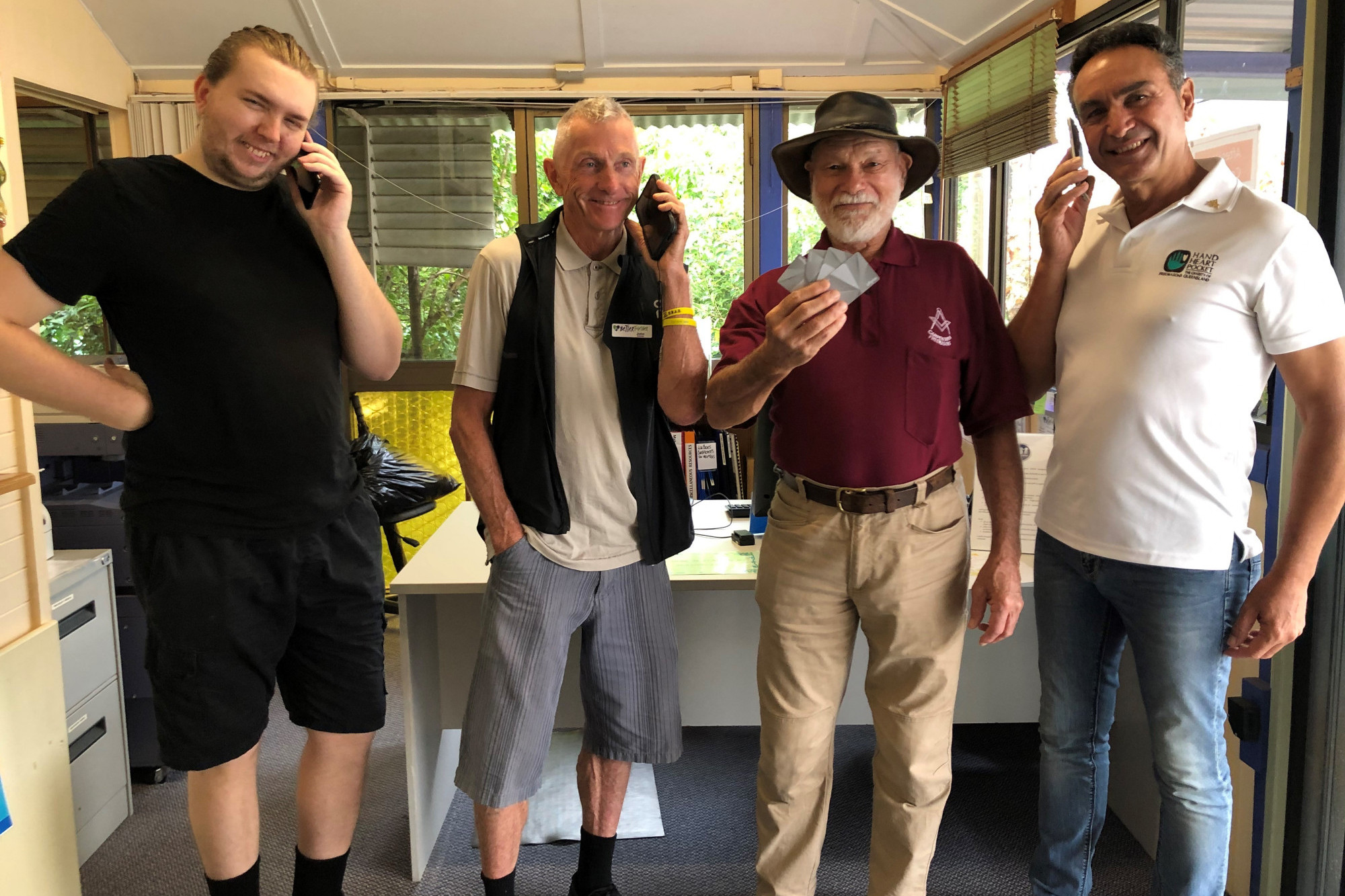 (L-R) Better Together volunteers Clark van Lunteren and John Holly are excited to be helping Tablelanders keep connected, with Freemasons Terry Edwards and Vince Mantio.