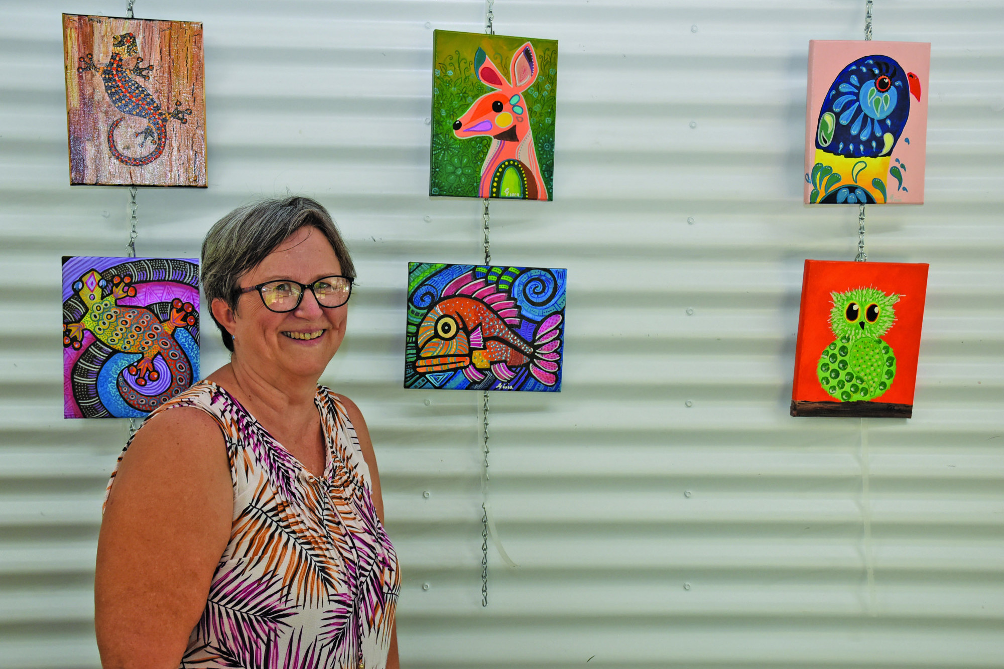 Gioia Dalla Lana with some of her affordable art which is on sale now at the Mareeba Art Society Gallery.