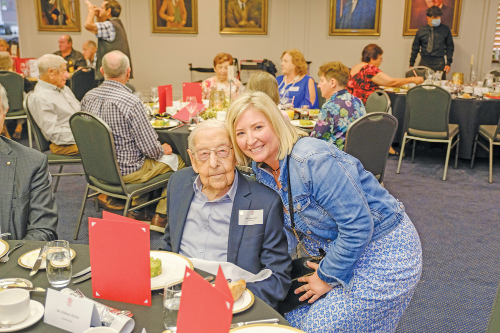 Mareeba centenarian Laurie Alchin with his granddaughter Melissa McNab at the recent 100+ club celebration in Brisbane