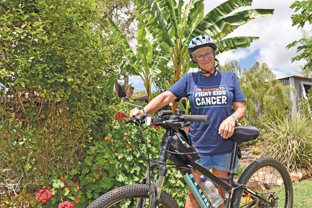 Mareeba’s Cheryldene Maddox is aiming to ride 700km over October to help fight childhood cancer.