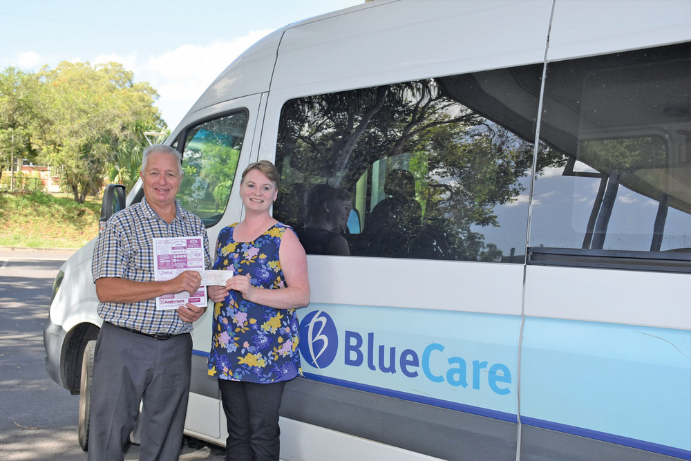 Tablelands Community Care, Care Co-ordinator Emily Cowen has received a cheque from BlueCare Phonebook publisher Leigh Robinson from donations made through the popular phonebook.