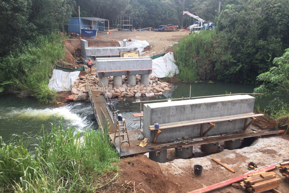 Progress is being made on the replacement of the bridge over Williams Creek on Merragallan Road, Malanda.