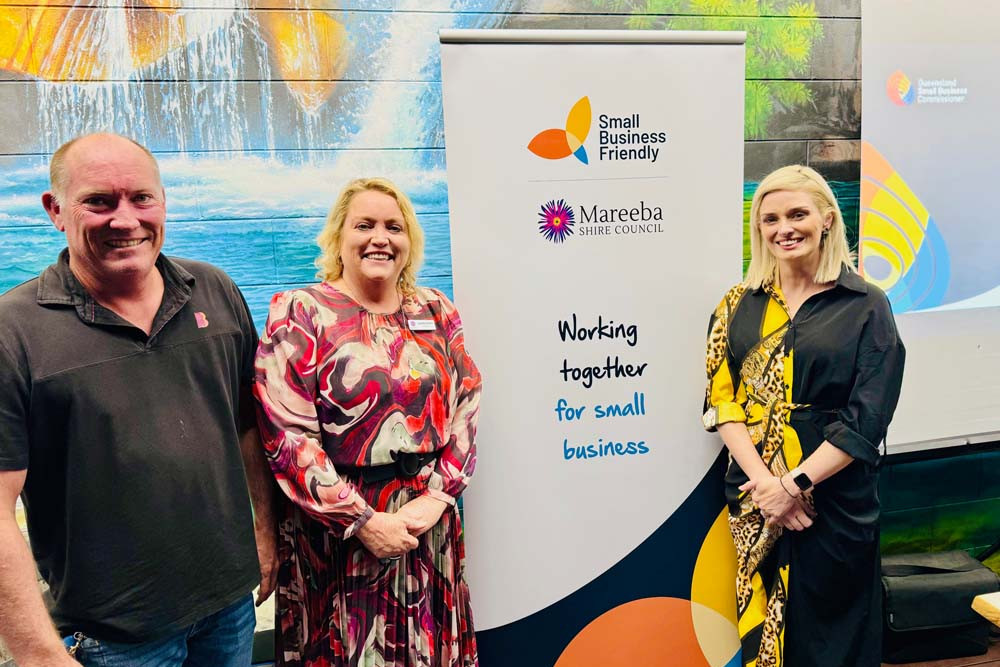 Stephen Gear, Mareeba Shire Councillor Lenore Wyatt and Queensland Small Business Commissioner Dominique Lamb.