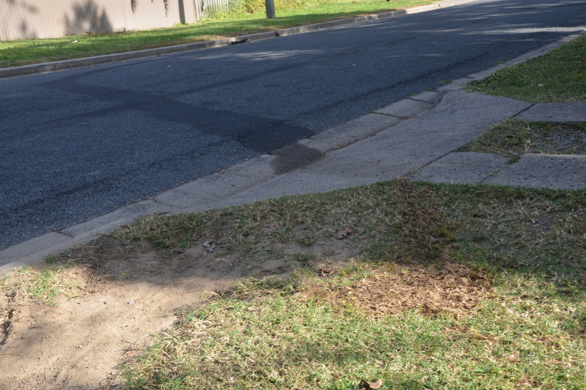 Tyre marks and oil show where a stolen car drove onto a womans property in Ward St.