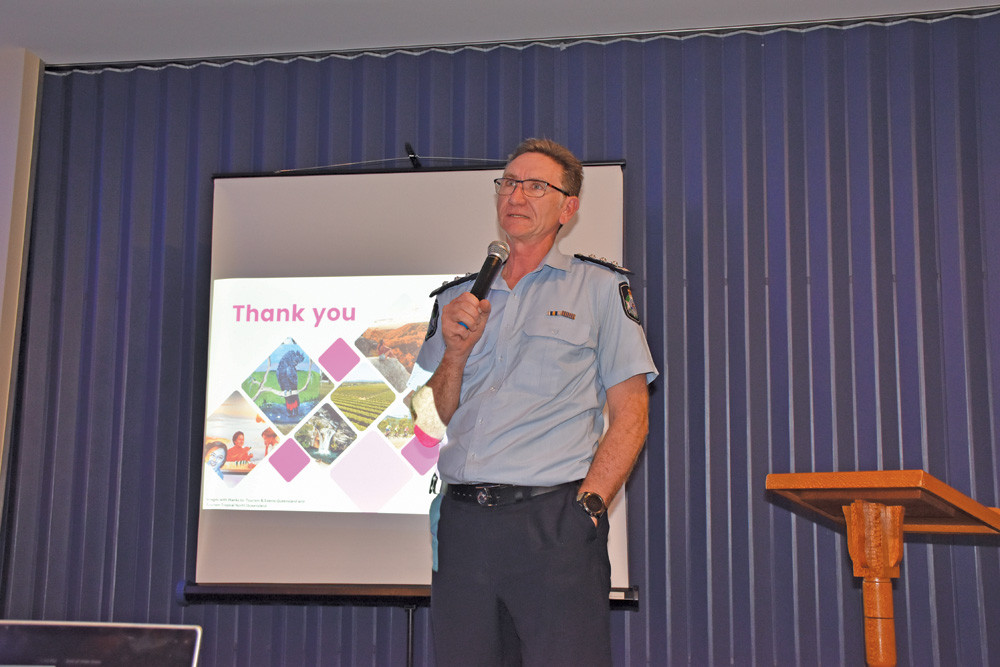 Tablelands Patrol Group Inspector Jason Smith speaking at the recent Mareeba Chamber of Commerce business luncheon last week