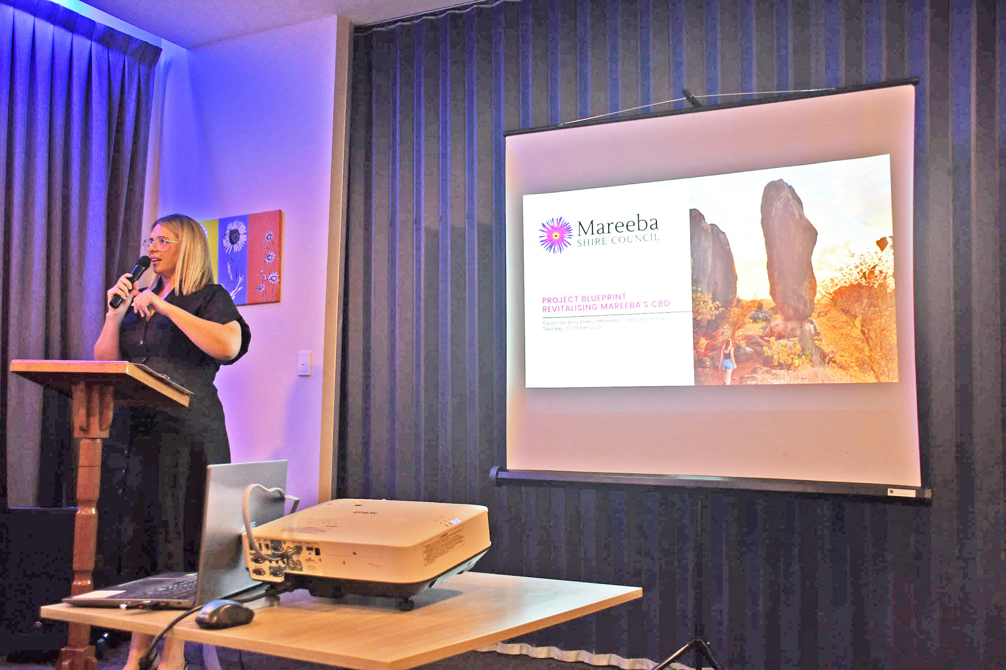 Amy Braes speaking at the Chamber of Commerce lunch last week.