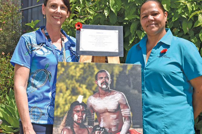 Mareeba Hospital Maternity unit manager Michelle Bombardieri and Connected Beginnings’ Tahnee Rapson with one of the 16 photos that will be hung up around the hospital.
