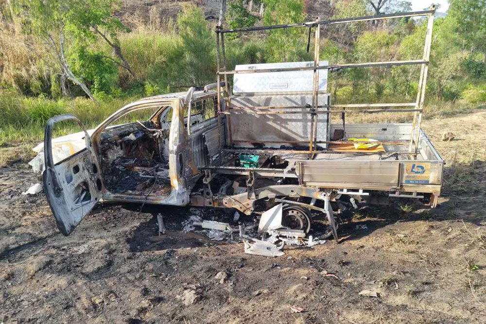 A local business lost a work vehicle that was allegedly stolen and burnt last Sunday night.