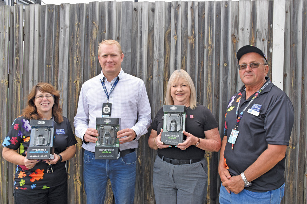 Crime Stopper Far Northern Volunteer Area Committee members Norma Molony, plain clothes senior constable Derek Hicks, Bendigo Bank branch manager Bev Dayes and area committee chairperson Mladen Bosnic with the three new security cameras