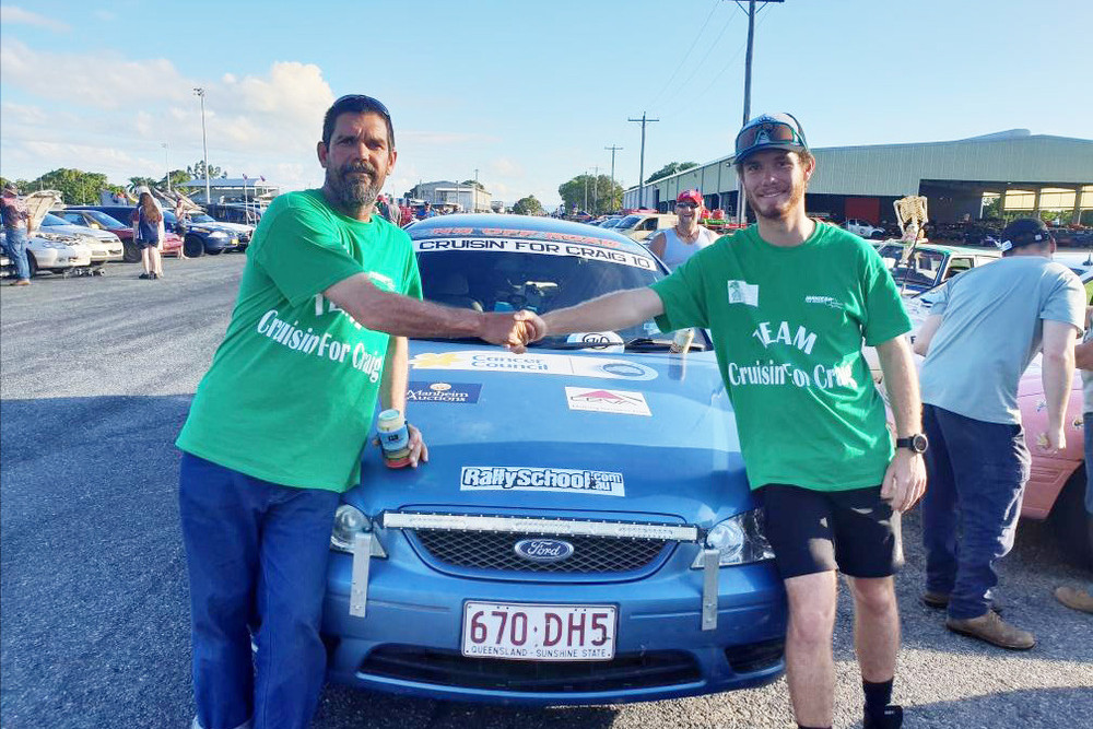 Father and son, Ron and Travis Cummings, have returned after competing in the Cancer Council Autumn Shitbox Rally.