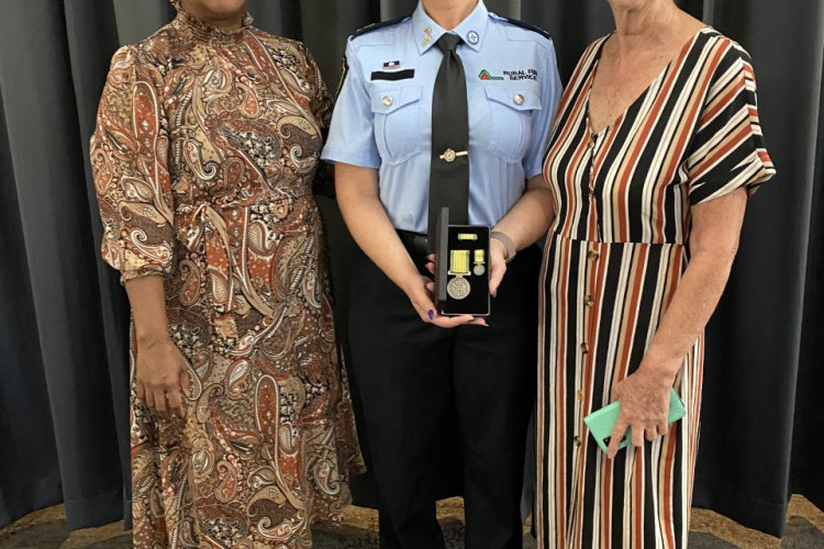 Member for Cook Cynthia Lui, award recipient 2nd Officer Kuranda – Myola Rural Fire Brigade Savannah Chibnall, Savannah's mum Jo Chibnall. PHOTO SUPPLIED.