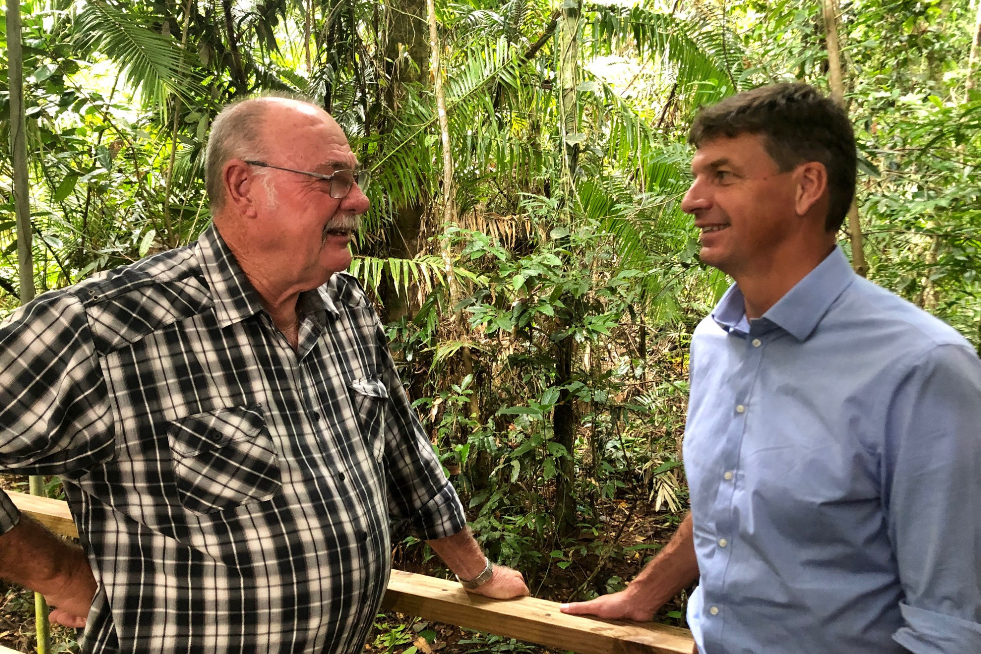 Federal Leichhardt MP Warren Entsch with Federal Energy and Emissions Reduction Minister Angus Taylor after they announced round one of the Regional and Remote Communities Reliability fund last year