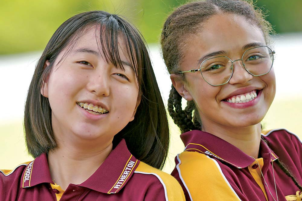 International exchange students Shiho Omori and Aline Borges have been studying at Atherton State High School.