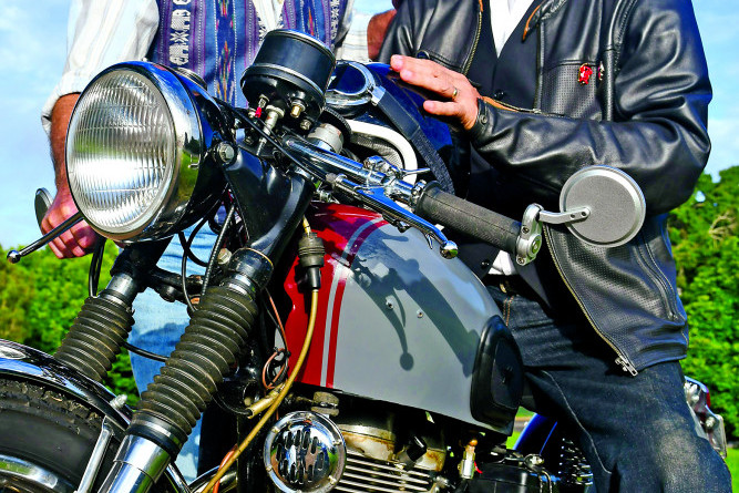 President of the Highland Motorcycle Restorers Club, Don Sheppard and club member Murray Benefi eld dress dapper for the 10th anniversary Distinguished Gentleman's Ride this Sunday