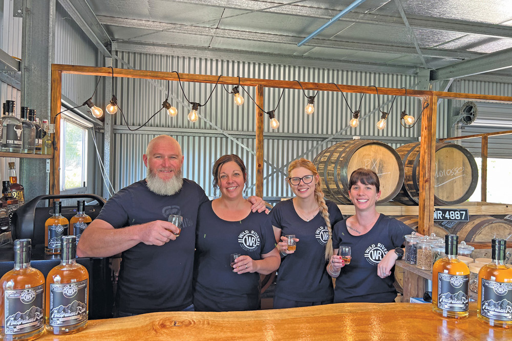 The Wild River Mountain Distillery crew, Wes and Amy Marks, Kalyca Hendren and Emma Cifuentes are thrilled with the gold medal they received for their spirit at the Australian Rum Awards recently.