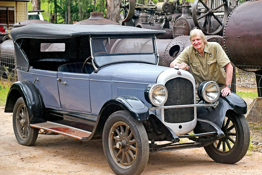 Herberton Historic Village curator Darryl Cooper with the 1924 Chrysler Tourer that has been gifted to the town