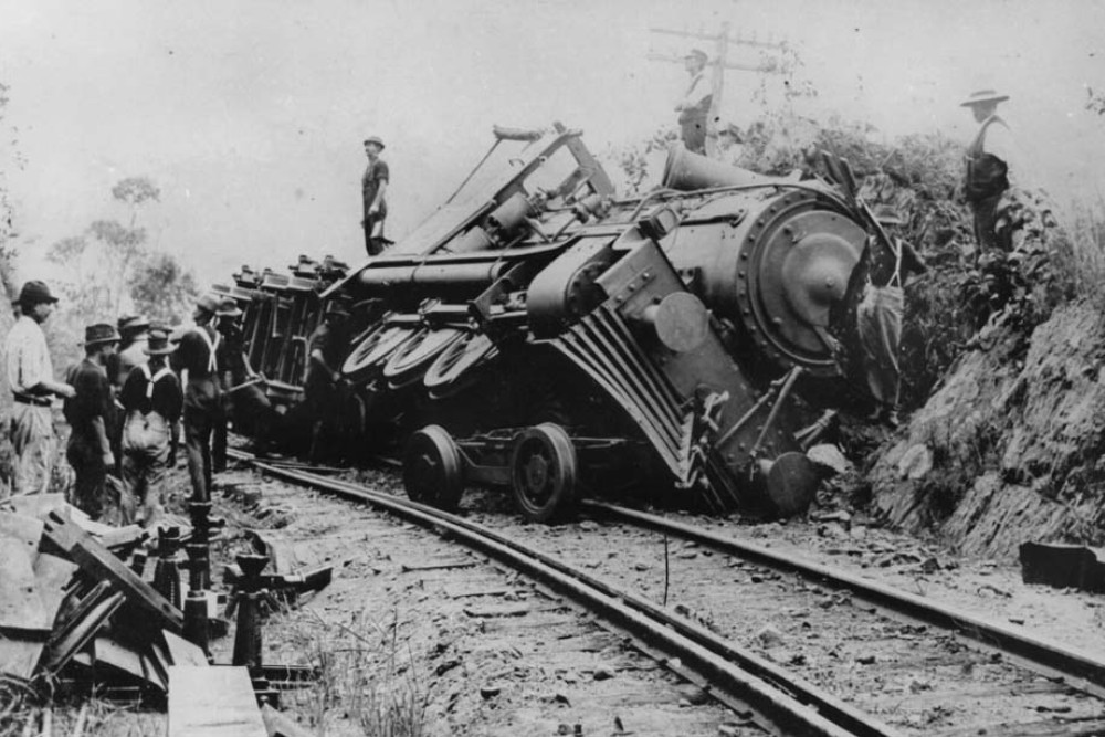 The scene of the Kuranda train derailment in 1918 which took the lives of two Queensland Rail employees who will be remembered next Saturday at a memorial service.