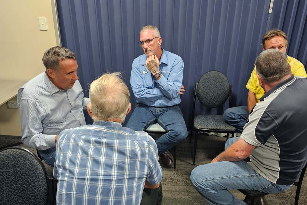 LNP candidate for Cook David Kempton speaks to transport operators at the Mareeba meeting.