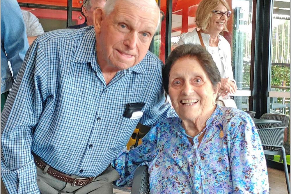 Lottie Hastie OAM and her brother Dick Daley (left) celebrating Lottie’s 103rd birthday.