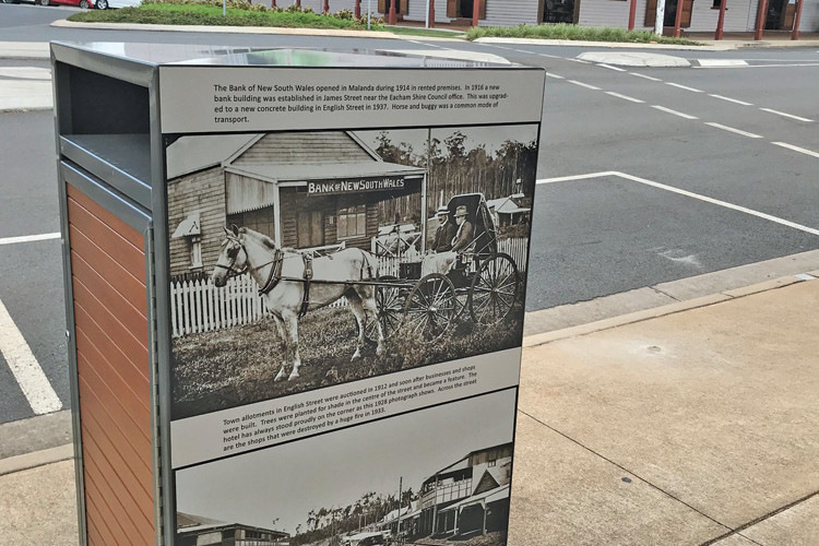 Five bins on Malanda’s English Street have received a historical makeover