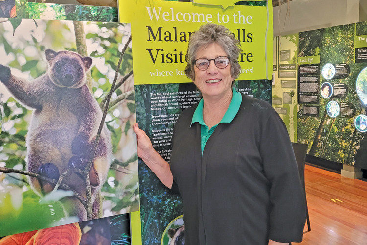 Volunteer Annette Tranter celebrating the Malanda Falls Visitor Centre's 10 birthday