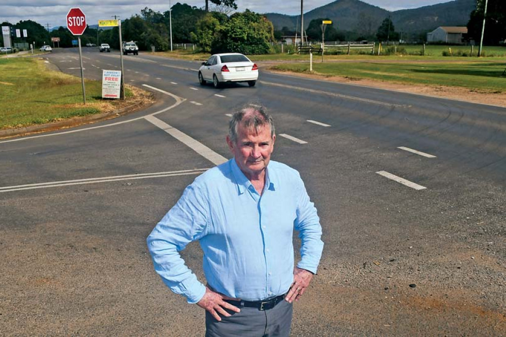 Former TRC councillor Peter Hodge at the Manthey Road intersection.