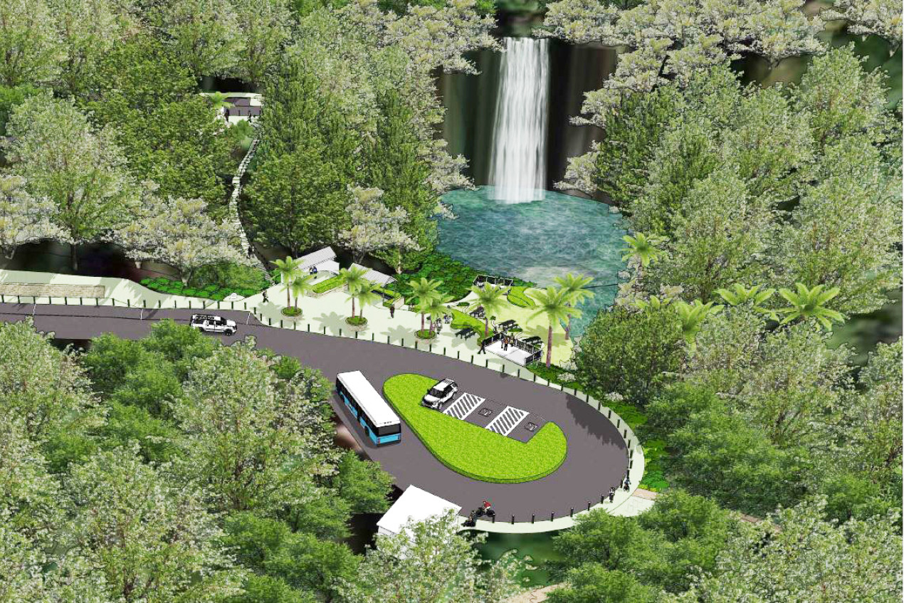 An artist’s impression of what the lower car park at Millaa Millaa waterfall would look like.