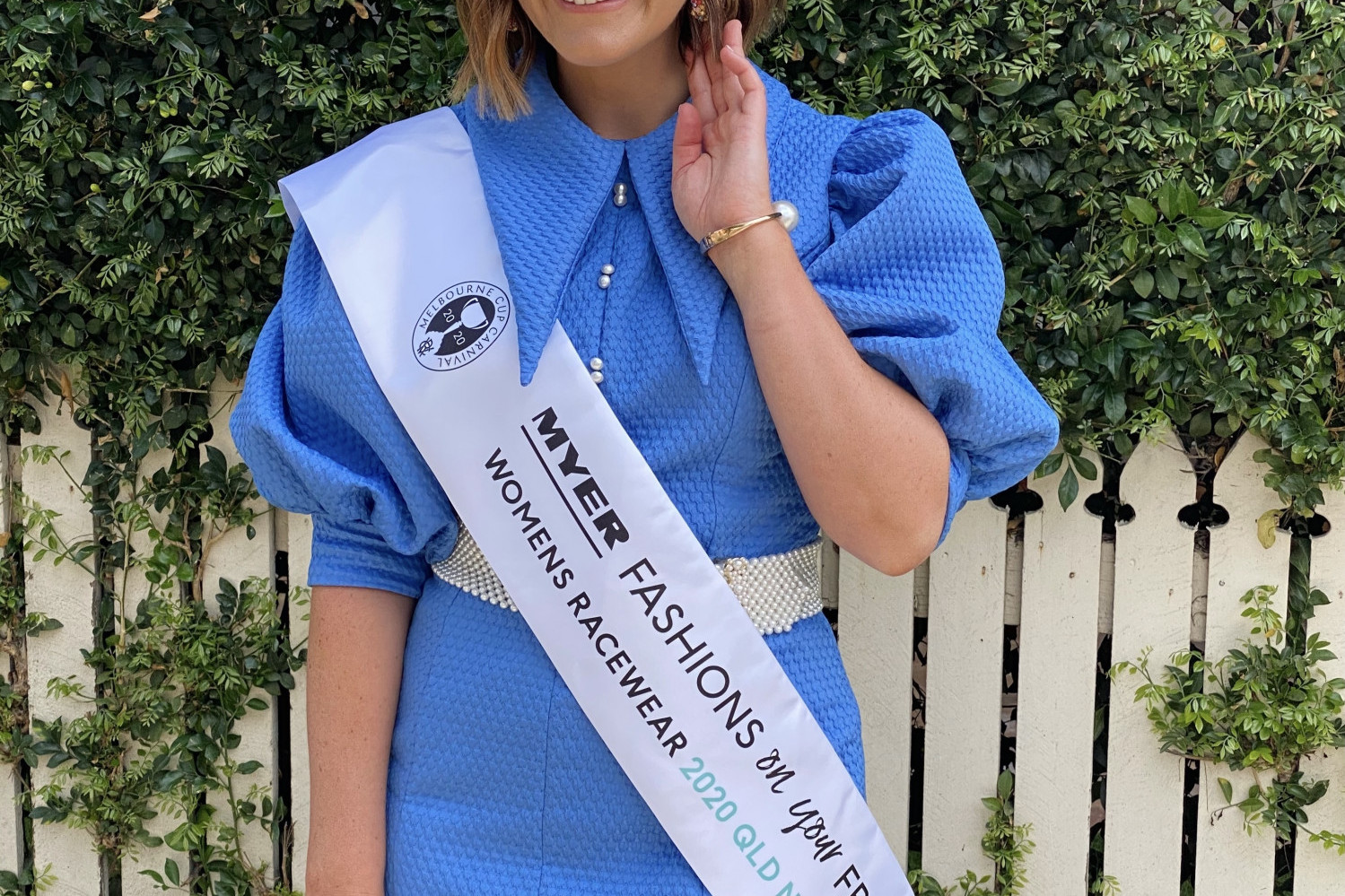 FASHION: Kerrie Carucci, a Mareeba local now turned Brisbane fashion stylist recently competed in the Myer Fashions on Your Front Lawn competition in Women’s Racewear where she was named the Queensland representative.