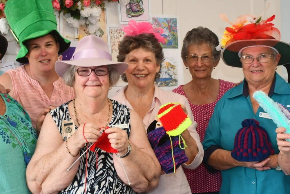QCWA ladies (from left) Glory Butler, Rachel Skarott, Kay Moloney holding one of the penguin jumpers, Jan Taylor, Val Dalton and Sue Keough who enjoy their craft mornings and are encouraging more people to come along.