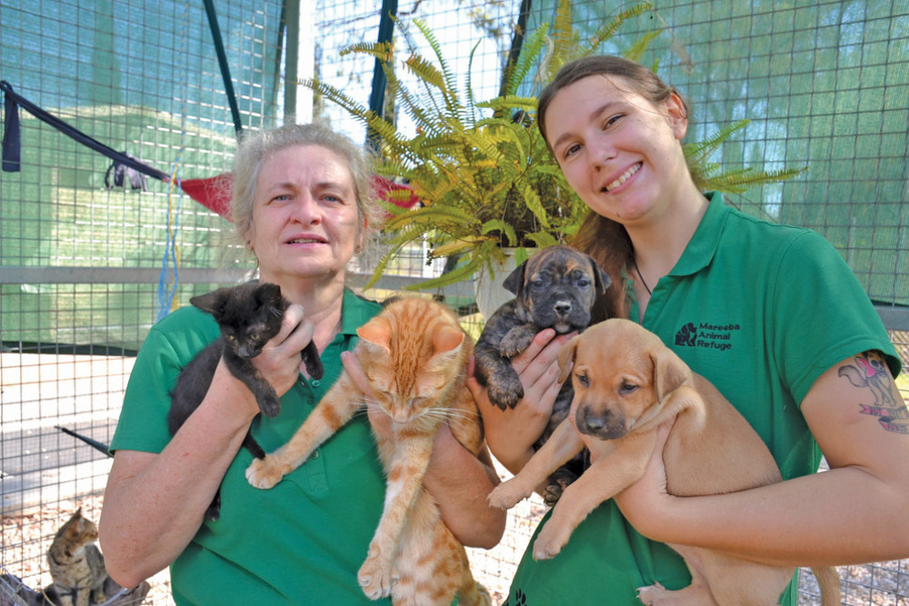 Mareeba Animal Refuge staff Cherene and Felicity and some of the residents are excited for the pet fair.