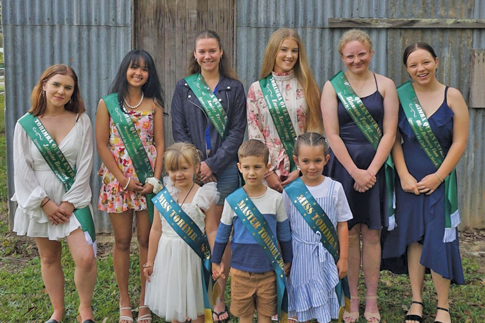 The 2023 Torimba Queens were presented at the Fashion Parade Meet and Greet event held at Ravenshoe Bowls Club (left) Jasmine Bradford, Sophia Sambajon, Amitty Trevorah, Emma Armstrong, Blossom Turner, Olivia Dellamaya Thow with Miss Torimba Skylar Dobson, Master Torimba Leo Lee Sye and Miss Torimba Sophie Woodleigh. Absent: Clairice Lucey and Sophie Jonsson.