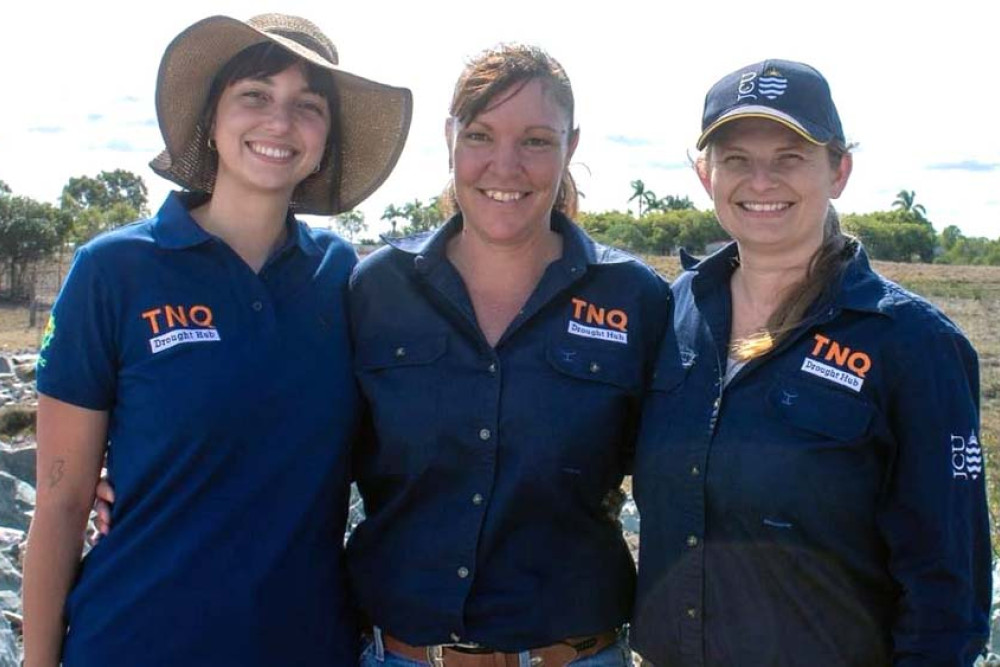Kara-Glenn Worth (left), Keerah Steele and Carrie-Ann Wilson from TNQ Drought Hub.