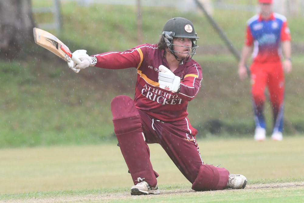 Caleb Constant gave it his all this weekend in Atherton Cricket’s first round of the season.