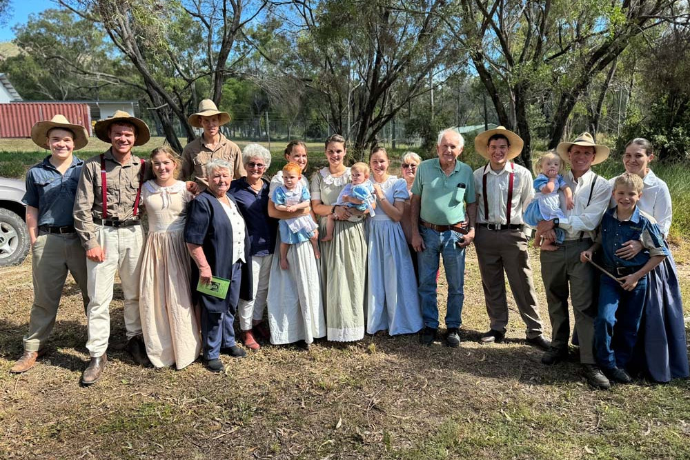 The Hockey Family from Watsonville with Shaaron Linwood, Robyne and Brian Perkes and Jane Chapman. The women made all their outfits for the day.