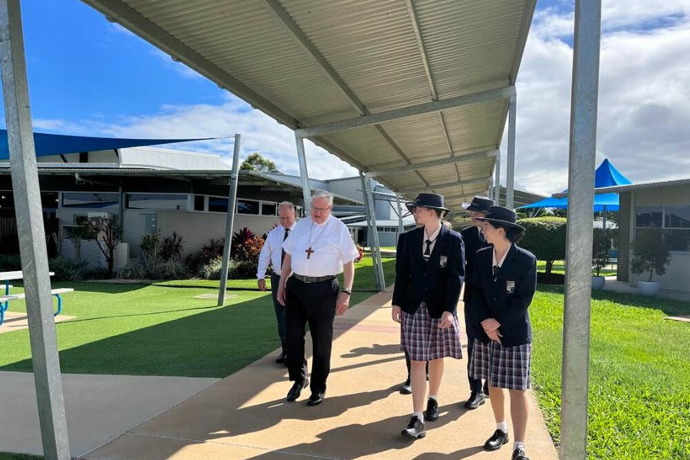 The Pope’s delegate Archbishop, Charles Balvo, recently visited St Stephen’s and St Thomas’ schools in Mareeba to chat to students and learn about the facilities and opportunities they offer.