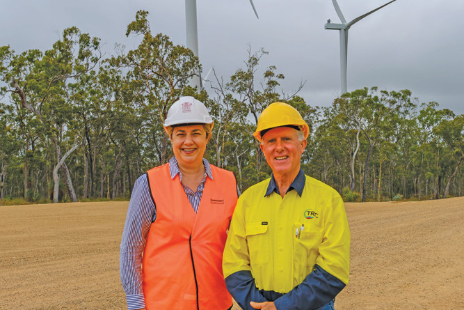 Premier Annastacia Palaszczuk and Tablelands Mayor Rod Marti celebrated a milestone for the Kaban wind farm last week