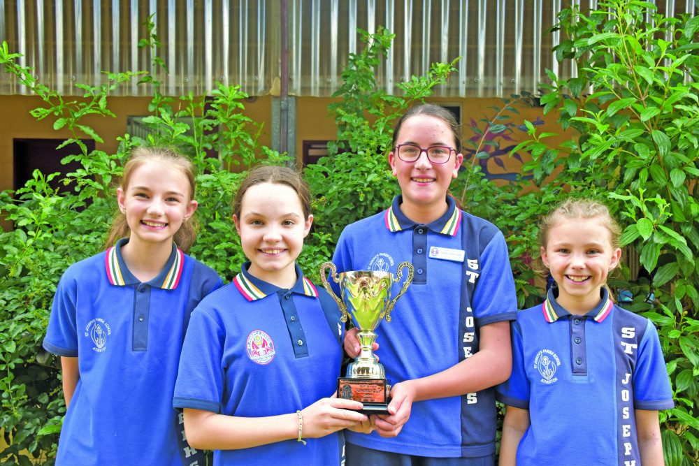 St Joseph’s Catholic School students Amelia Tomasetig, Kaylee Angel, Grace Folino-Gallo and Hannah Schrale recently won the regional Readers Cup competition to secure their spot for the state fi nals.