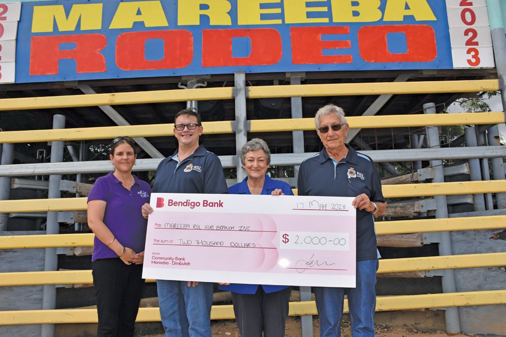 Mareeba District Rodeo Association secretary Angela Slabbert, Mareeba RSL Sub-branch treasurer Aaron Lock, secretary Cheryl Powell Emmerson and president Ross Cuzzubbo.