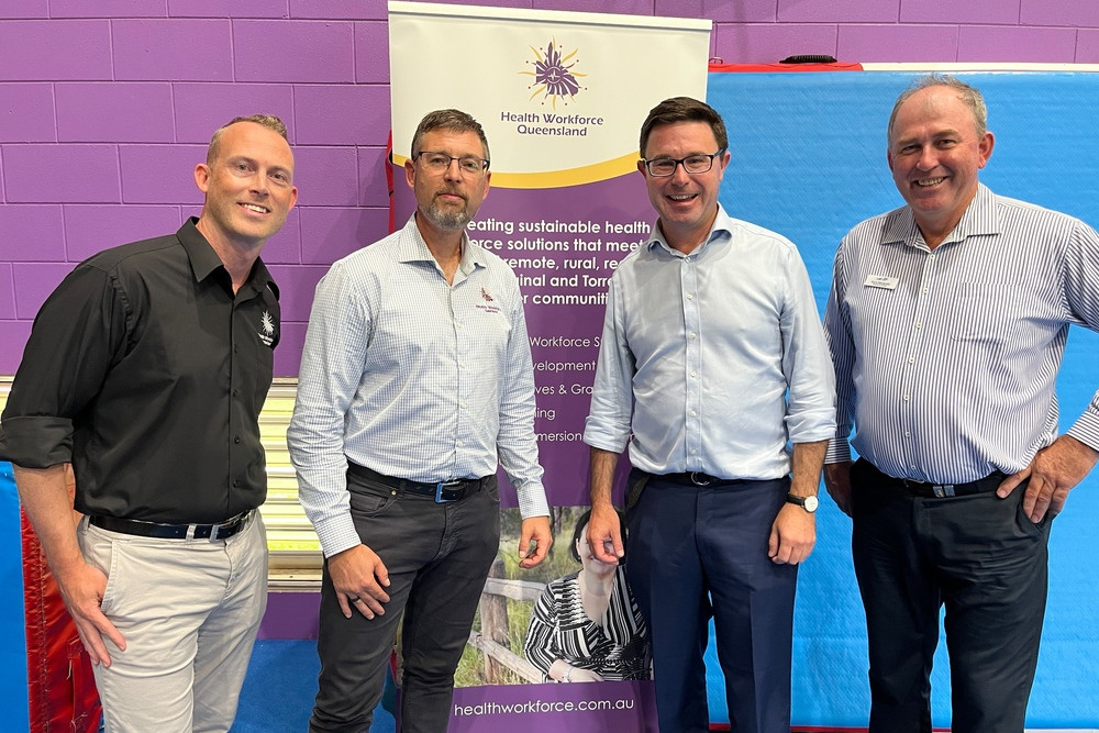 (from left) Health Workforce Queensland service delivery manager Andy van der Rijt, Health Workforce Queensland engagement and development manager Andrew Hayward, Minister for Northern Australia David Litttleproud, and LNP Kennedy candidate Bryce Macdonald.