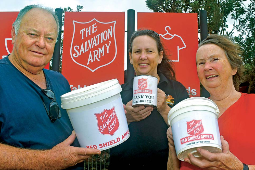 Salvo volunteers Gary Catford, Carmen Heidke and Jackie Whalley are urging locals to get behind the Red Shield Appeal.