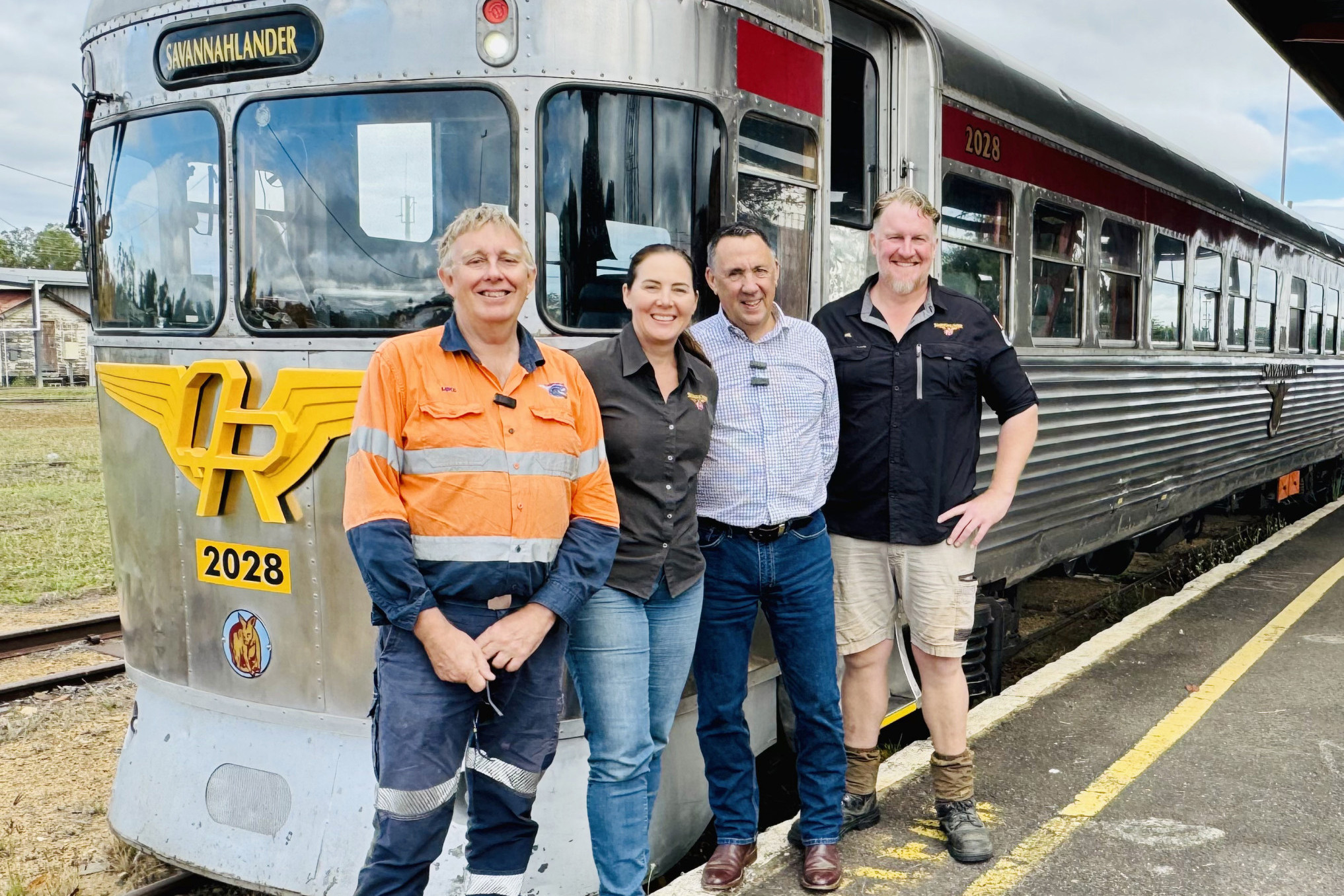 Savannahlander operations manager Mike Lee, assistant operations manager Sandra Ford, Member for Cook David Kempton and train driver Will Kemp at last week’s announcement.