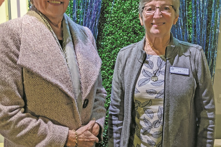 Soroptimist Club president Barbara Whybird (left) with guest speaker, Sue Garland from the St Vincent de Paul Society in Atherton.