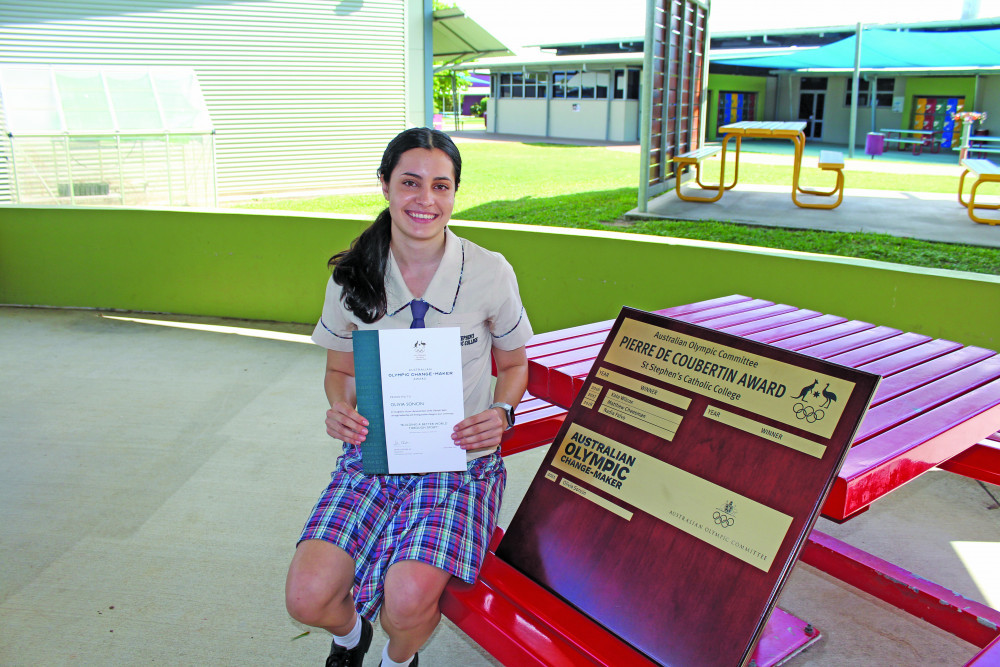 St Stephen’s Catholic College student Olivia Soncin has been awarded the Olympic Change-Maker Award.