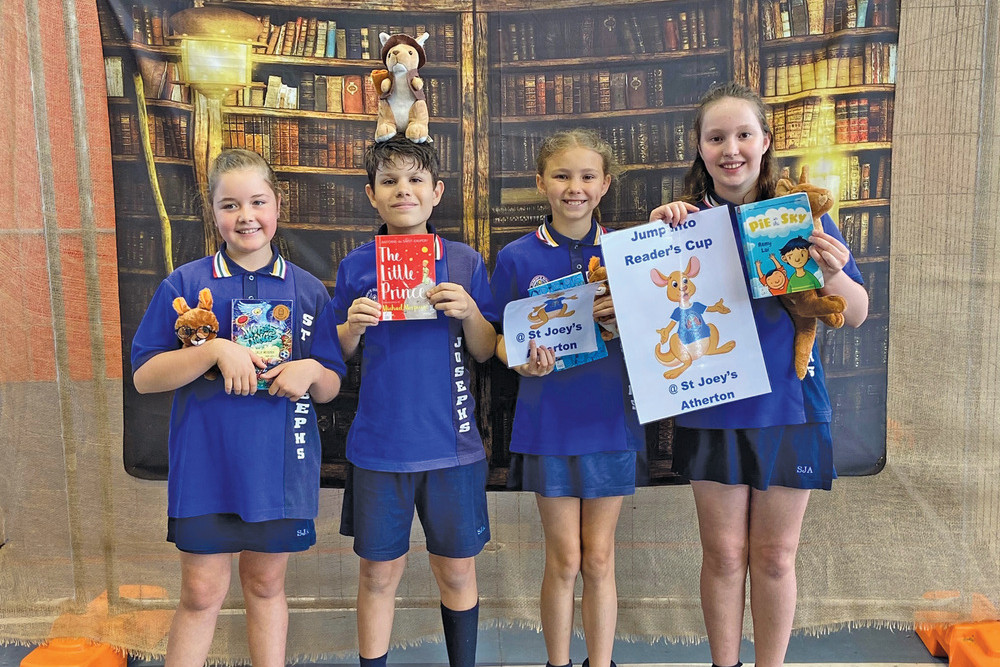 St Joseph's Readers Cup team Hannah Scharle, Flynn Fontaine, Mia Inderbizen and Eleanor Serra took out gold for the regional readers cup challenge and are now heading to Brisbane for the state finals.