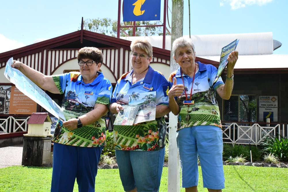 Mareeba Heritage Museum and Visitor Information Centre volunteers Margaret Tabone, Gail Campbell and Mary Thompson are excited to welcome people back to the region.